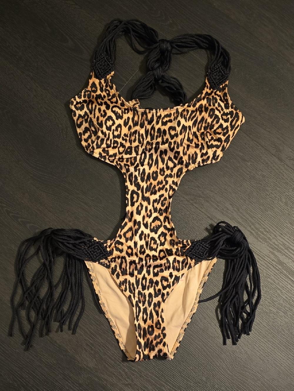 Victoria's Secret Archives Leopard Fringe Monokini Swimsuit SIZE S